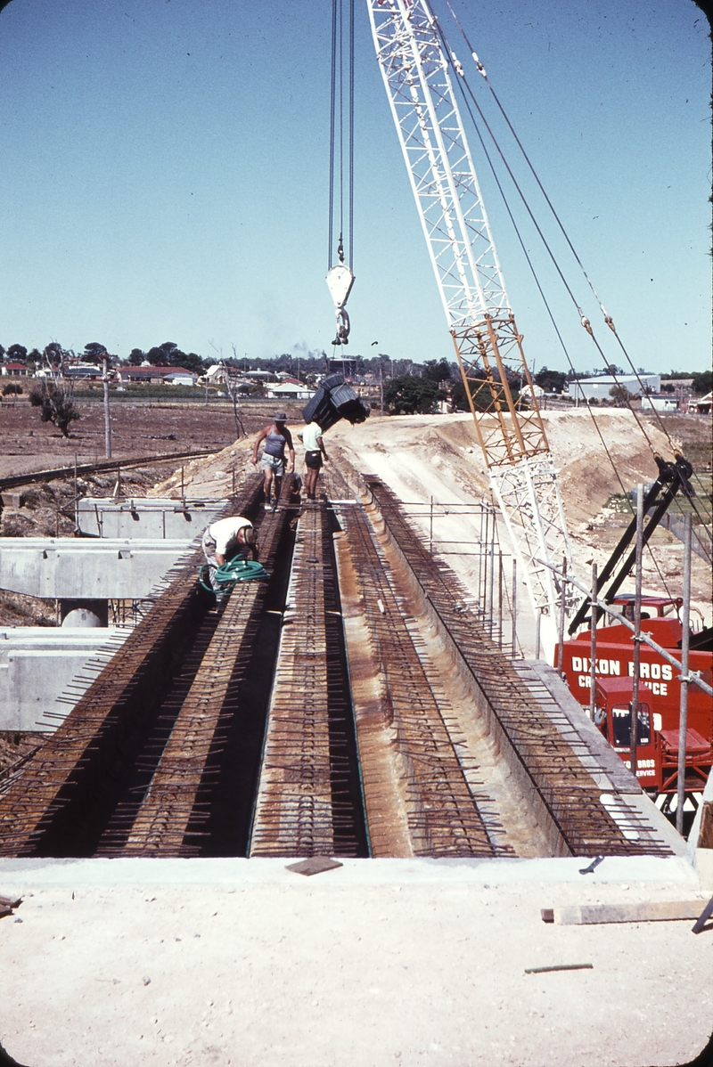 107254: Hamilton Road Bridge Looking East Girders for narrow gauge placed