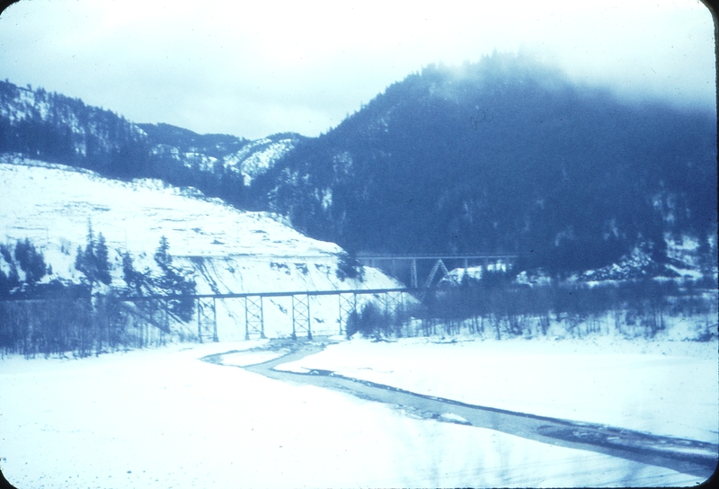 110377: View from Mile 3 Cascade Sub. BC near North Bend CNR Bridge nearest in distance the Trans Canada Highway