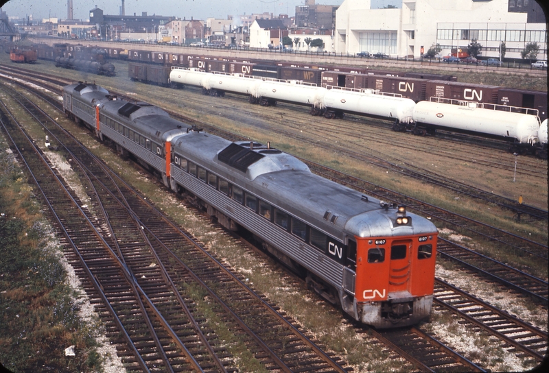 110571: Toronto ON Spadina Bridge No 650 from Sarnia RDC Cars 6107 leading