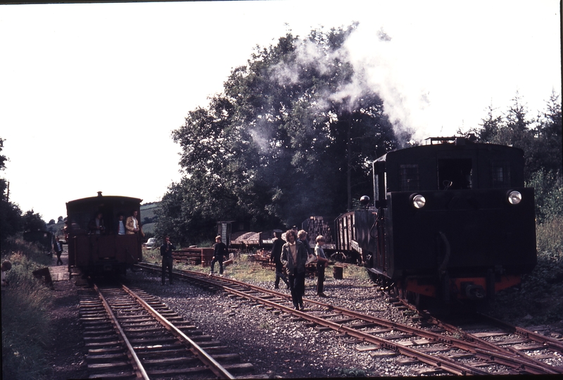 111054: W&LLR Cyfronidd MGY No 10 Sir Drefaldwyn shunting wagon on to the 1615 from Llanfair Caereinion