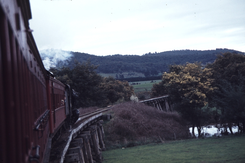 113851: Yarra Glen up side Yarra River Bridge Down Vintage Train K 184