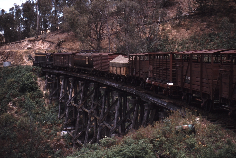 113975: Bridge Mile 221.5 Cudgewa Line Up Goods with AREA Cars attached T 413