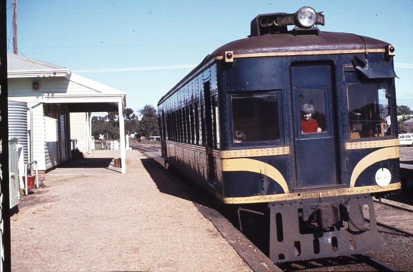 114270: Moama Up Rail Motor 63 RM Anita Langford in platform side window and Melissa Langford in centre window