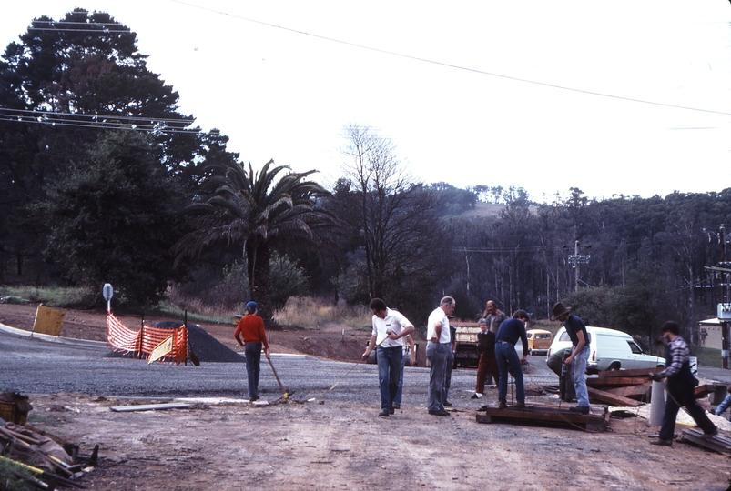 114930: Cockatoo Relaying of Track across McBride Street Looking towards Gembrook