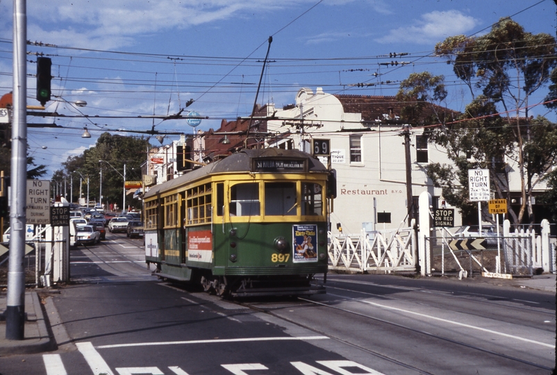 115376: Kooyong Level Crossing Southbound Tram SW6 897