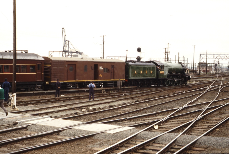 116741: Spencer Street 8692 Up Empty Cars A3 4472 Flying Scotsman trailing