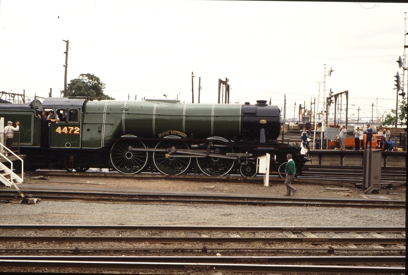 116742: Spencer Street 8692 Up Empty Cars A3 4472 Flying Scotsman trailing