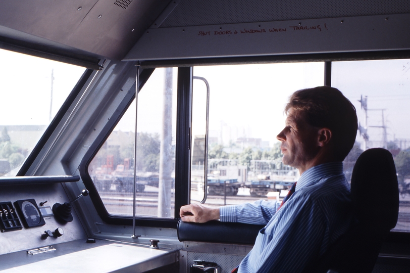 117837: South Dynon Locomotive Depot Russell Wallace in firemans seat EL 64