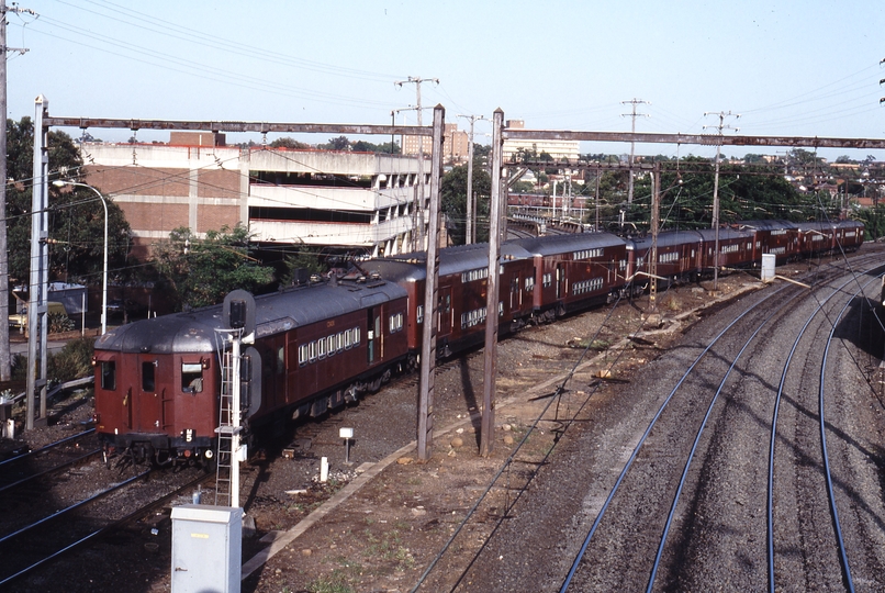 117963: Lidcombe Up Suburban 8-car Single and Double Deck C 4326 leading