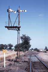 118100: Strathmerton Signals at Junction of Tocumwal and Cobram Lines Looking towards Melbourne