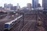 118545: Tennis Centre Footbridge Empty Cars to Jolimont Workshops 3-car Comeng + 4D Double Deck Train