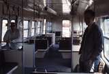 118616: North bendigo Workshops Interior of Hitachi Car L Jim North R Michael Venn