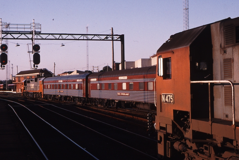 119124: Spencer Street 8141 Down Overland Express N 456 and Light Engine N 475