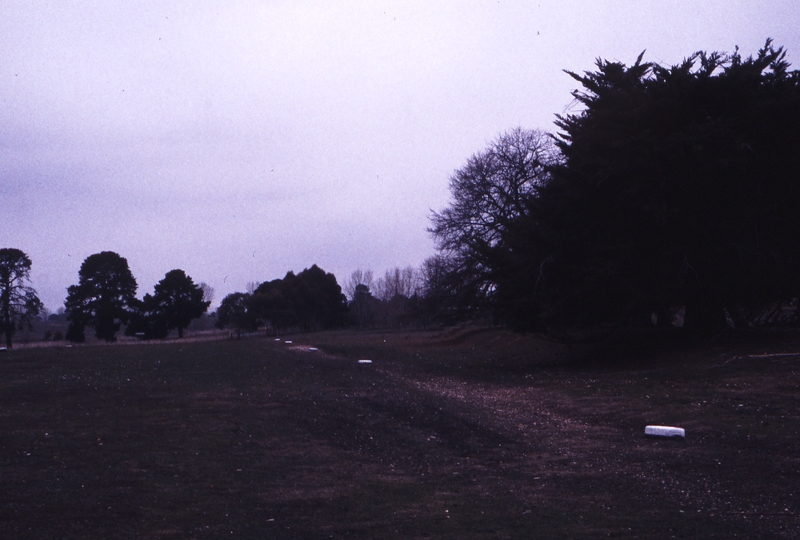 119409: Redesdale Looking South Platform on right White tyres are markers for landing of ultra light aircraft