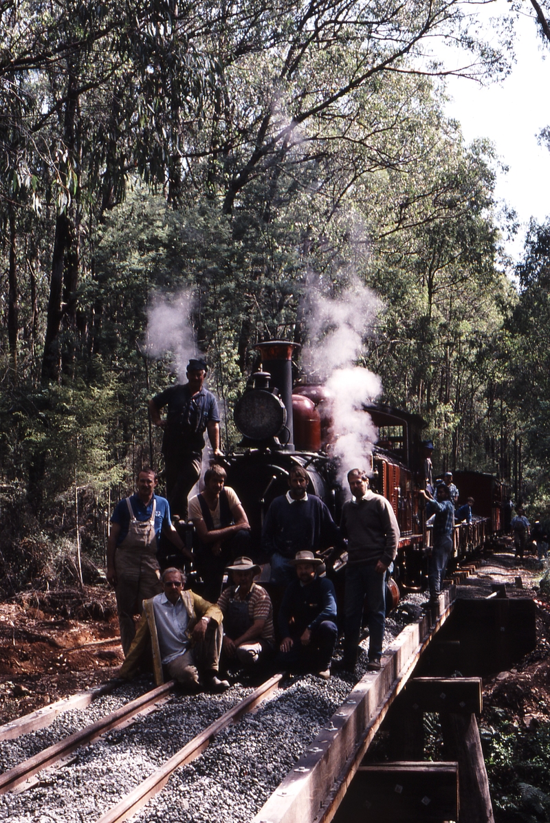 119810: Wright Bridge Work Train 14A On footplate - Dave Conlan Standing - John Shaw Tom Kilner Kevin Mathiesen Rolf Jinks Seated - Don English Herb Warren Brian Provost
