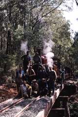 119810: Wright Bridge Work Train 14A On footplate - Dave Conlan Standing - John Shaw Tom Kilner Kevin Mathiesen Rolf Jinks Seated - Don English Herb Warren Brian Provost