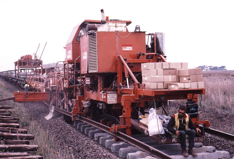 119843: km 86.5 Gheringhap - Inverleigh J Hollands Tracklaying Machine Looking East