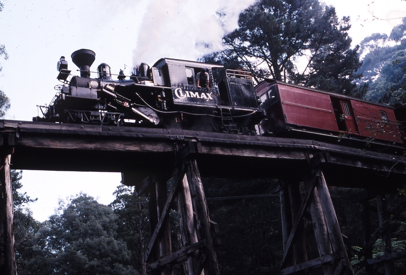 119921: Monbulk Creek Trestle Down Commissioners Train Climax 1694