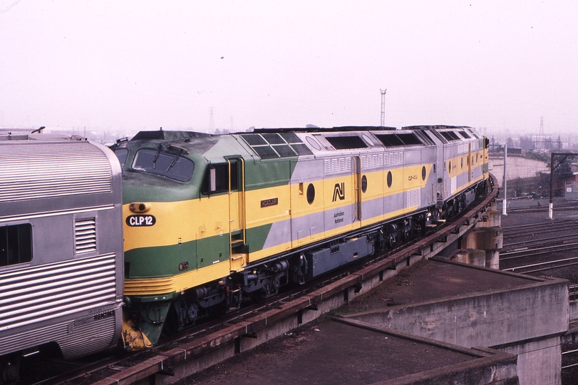 119947: North Melbourne Flyover Up Empty Cars for Indian Pacific Display CLP 16 CLP 12 trailing