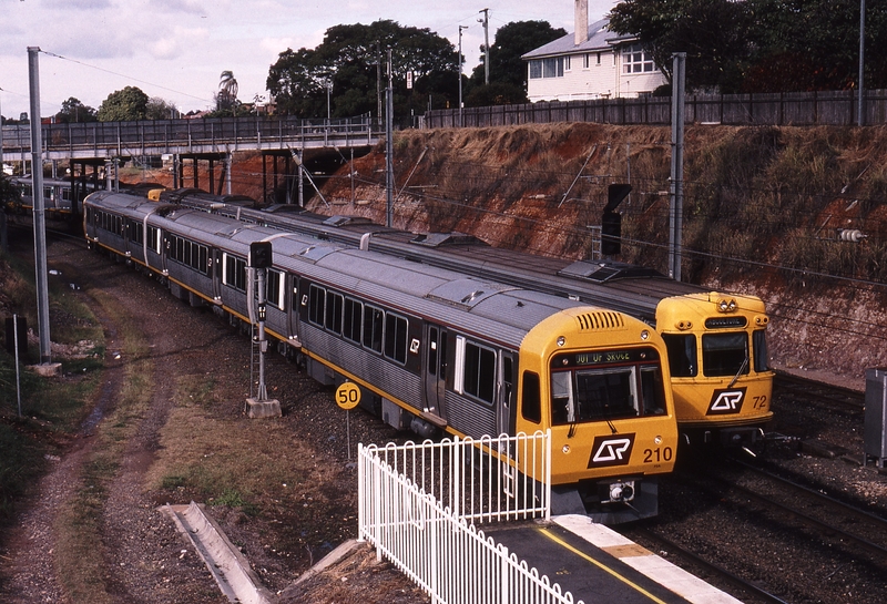 120068: Eagle Junction Up Empty Cars Set 210 leading and Down Suburban Set 72 trailing