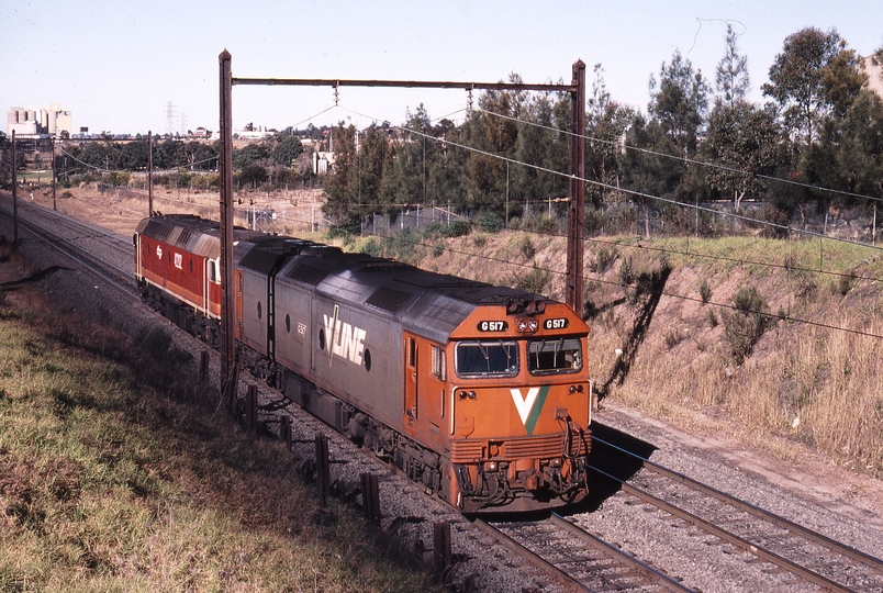 120209: Flemington Goods Junction - Chullora Junction Weeroona Road Bridge Light Engines towards Chullora Junction G 517 422xx