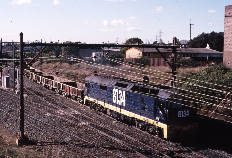 120214: Flemington Goods Junction - Lidcombe Arthur Street Bridge Empty Spoil Train towards Lidcombe 8134