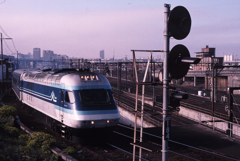 120424: North Melbourne Flyover 8611 Daylight XPT to Sydney XP 2003 leading