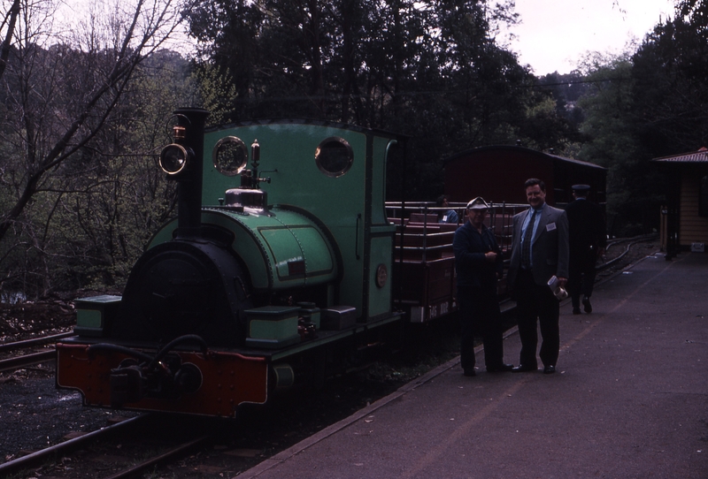 120455: Lakeside Peckett 1711 on Shuttle train from Wright Bridge Left Don Marshall Right John Robinson