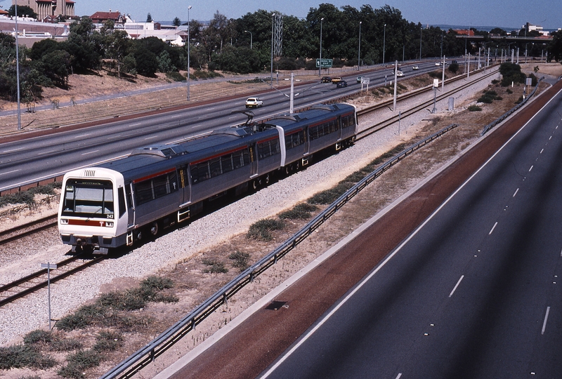 121404: Loftus Street Bridge 3:00pm Suburban from Perth AEA 242 AEB 342