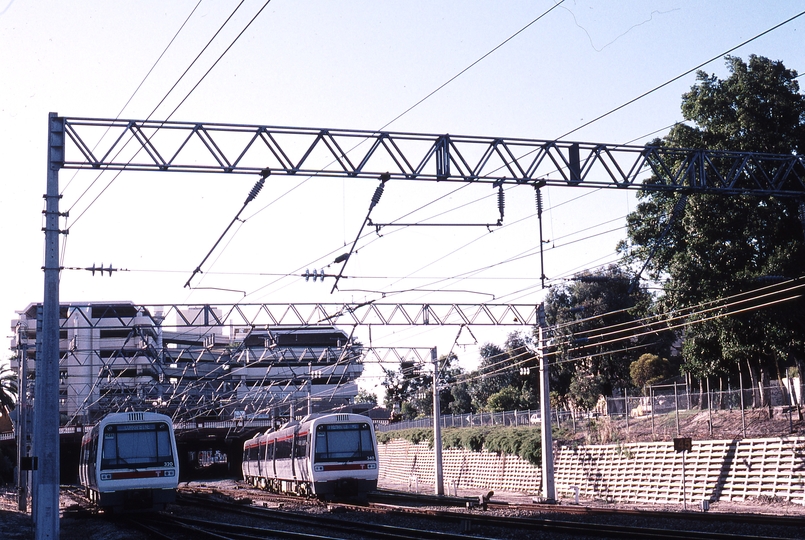 121437: Perth Pier Street Down Armadale Suburban AEB 320 leading and Down Midland Suburban AEB 340 leading