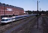 121849: Albury Wilson Street Footbridge Daylight XPT to Sydney XP 2001 leading XP 2002 trailing