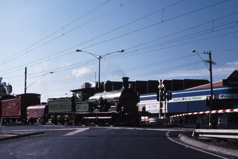 121947: Boronia Dorset Road Level Crossing 7273 Down SteamRail Special Y 112 leading