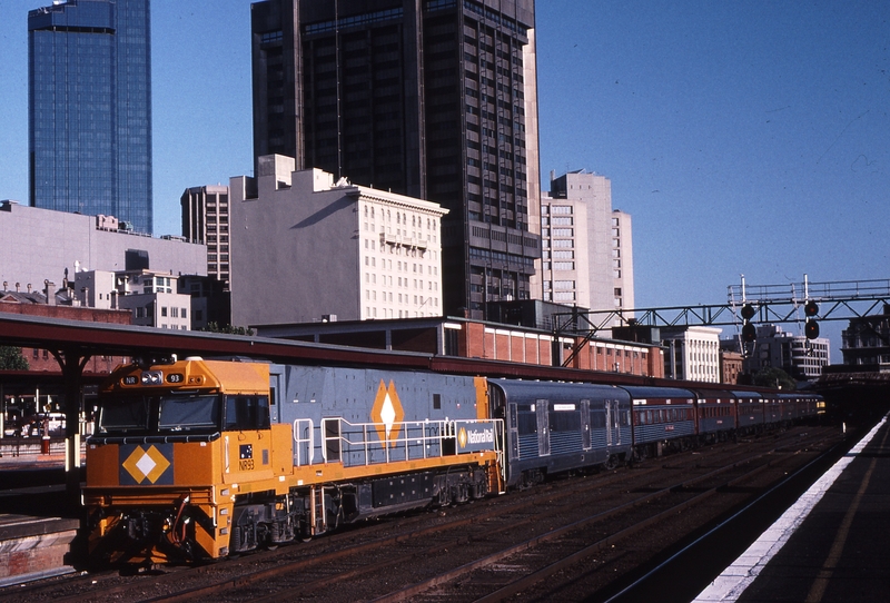 122052: Spencer Street NR 93 trailing 8704 Up Overland Empty Cars