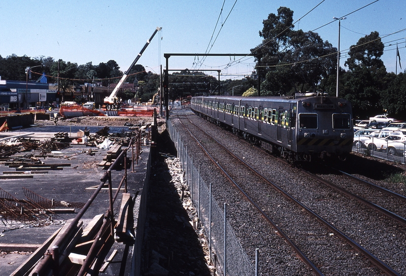 122113: Boronia Up Suburban 6-car Hitachi Grade separation works in progress