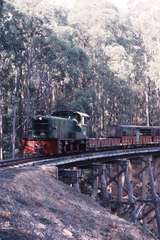 122179: Bridge 8 Curved Trestle Down Work Train D 21 First through train to Gembrook