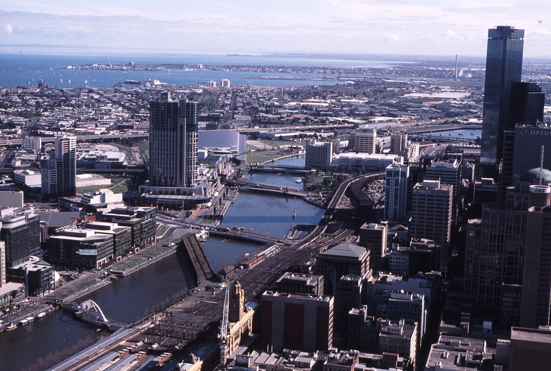 122623: Flinders Street Flinders Street Viaduct Yarra River Bridge viewed from 101 Collins Street