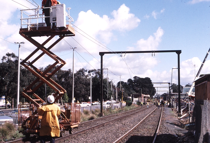 122918: Boronia Road Level Crossing looking towards Melbourne Dismantling old tracks