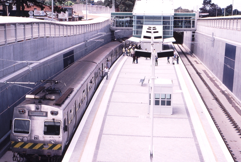 122941: Boronia 3025 Down Suburban 6-car Hitachi 70 M trailing First down train at new ststion