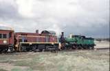 123966: Bungendore 1210 7319 shunting cars for ARHS (ACT), Fathers' Day Special into platform