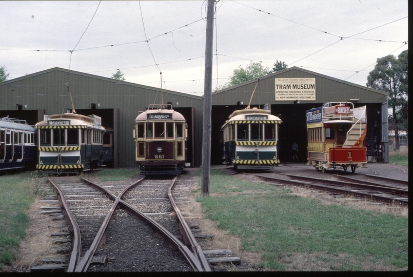 124513: Ballarat Tramway Museum No 14 W3 661 No 13 Horse Car No 1