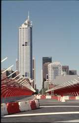 124570: Spencer Street Bourke Street Footbridge looking away from Docklands towards City