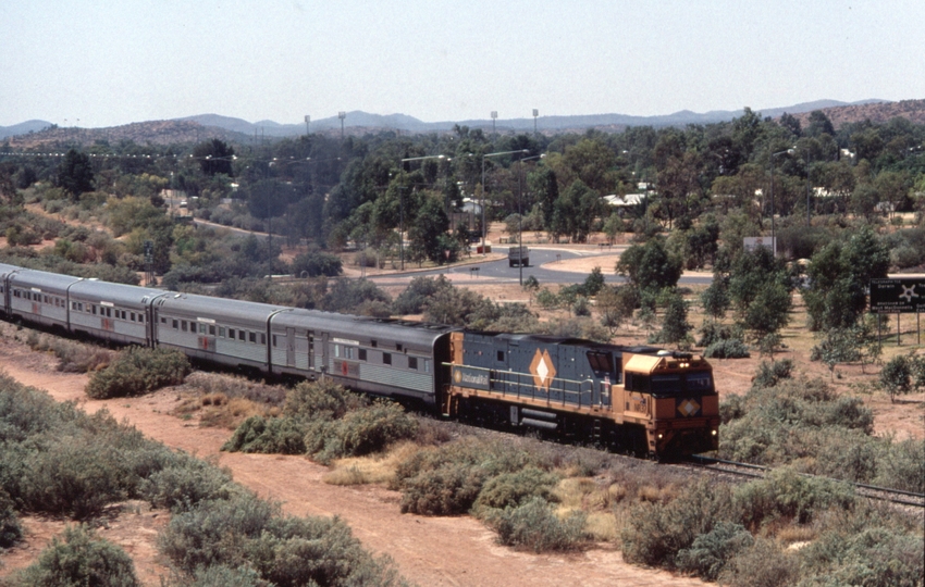 125104: km 1332 approaching Heavitree Gap Southbound Ghan NR 37