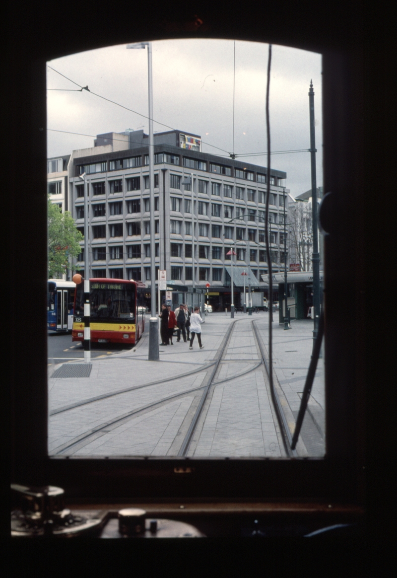 125961: Christchurch Tramway Cathedral Square Loop Stop T 1  viewed from rear of No 11