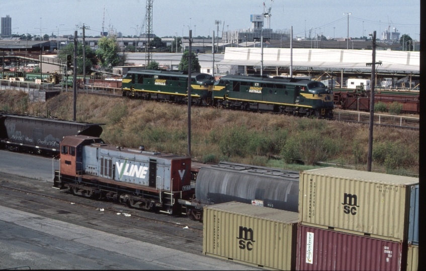 126202: GNRS Depot North Melbourne Y 168 in background Light Engines A 77 A 71