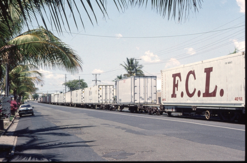 126612: Rockhampton Denison Street at William Street Up Container Train (2804),