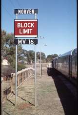 127639: Morven Block Sign and 3S86 Up 'Westlander' looking towards Charleville