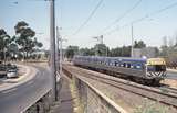 128440: Burnley Flyover Up Suburban from Glen Waverley 648 M leading 3-car Connex Comeng