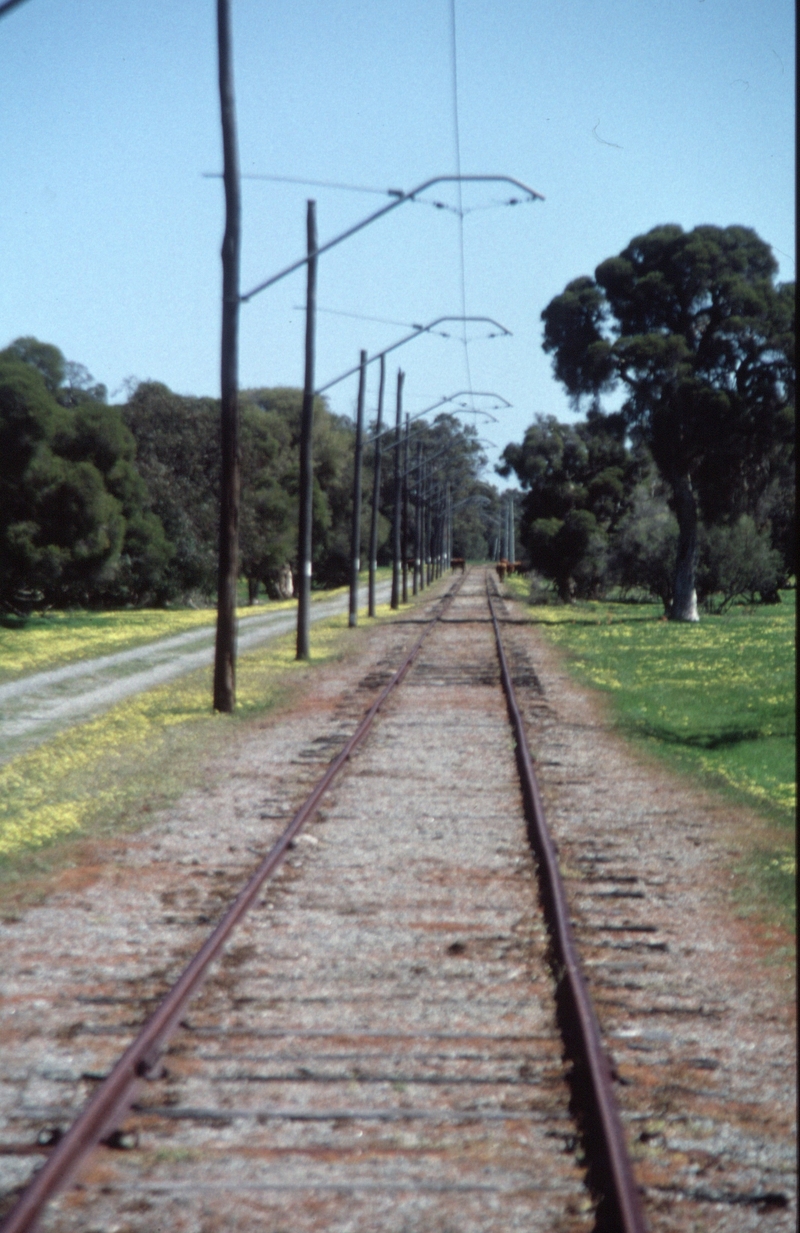 129019: Whiteman Park Lord Street Line looking towards triangle and workshops