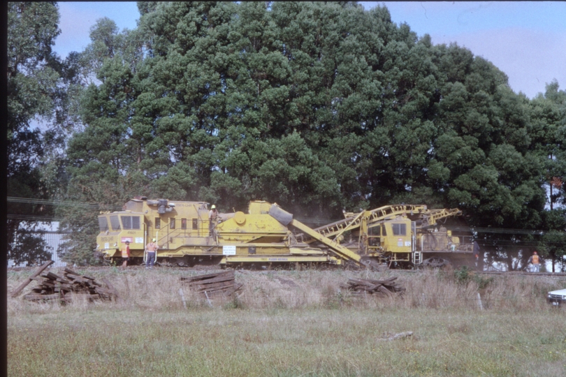 129556: km 101 Gippsland Line Ballast Cleaner at work on Regional Fast Train work