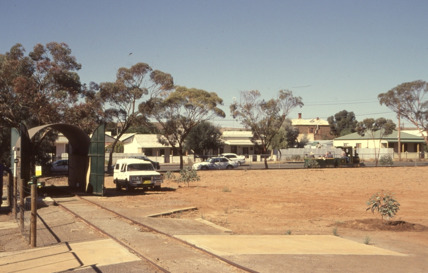 130320: Silverton Reserve near Kintore Head Frame Passenger train on 1067 mm gauge pleasure railway near Blende Street